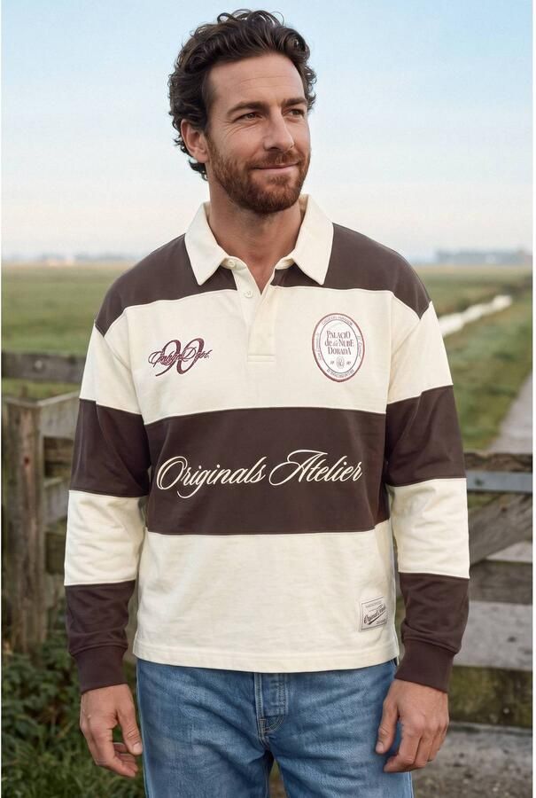 JACK & JONES ORIGINALS relaxed fit gestreepte polo met borduursels java - Foto 3