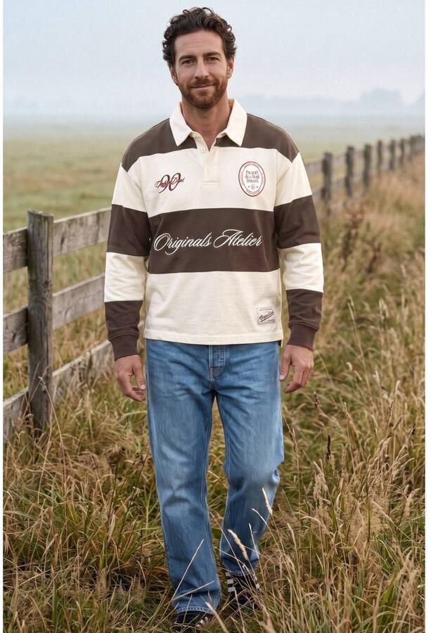 JACK & JONES ORIGINALS relaxed fit gestreepte polo met borduursels java - Foto 2