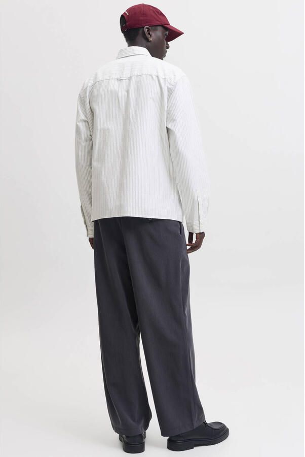 JACK & JONES ORIGINALS relaxed fit oxford gestreept overhemd met borduursels wit - Foto 3