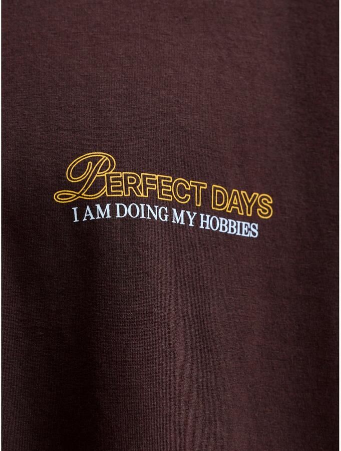 JACK & JONES ORIGINALS relaxed fit T-shirt met backprint donkerbruin - Foto 2