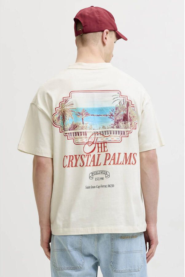 JACK & JONES ORIGINALS relaxed fit T-shirt met backprint gebroken wit - Foto 3