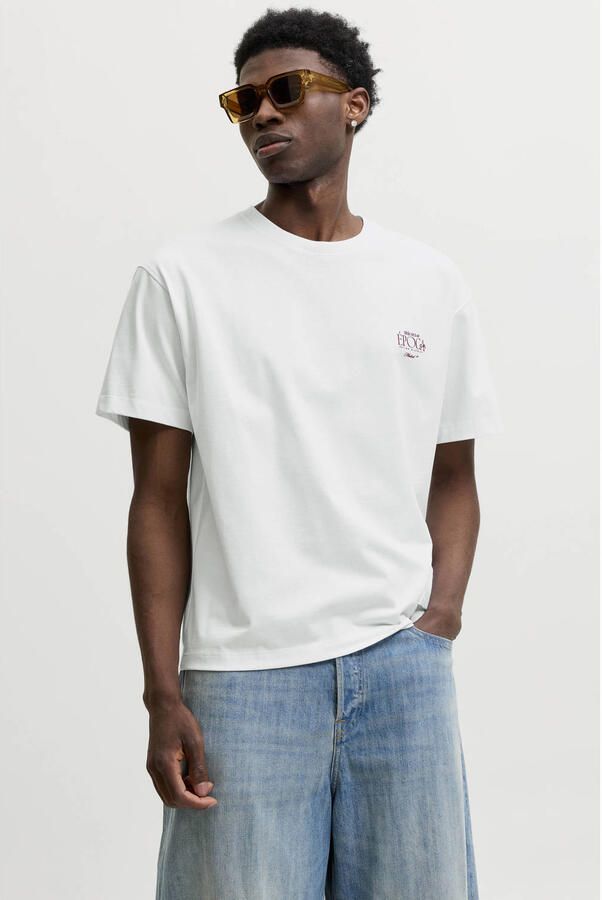 JACK & JONES ORIGINALS relaxed fit T-shirt met backprint helder wit