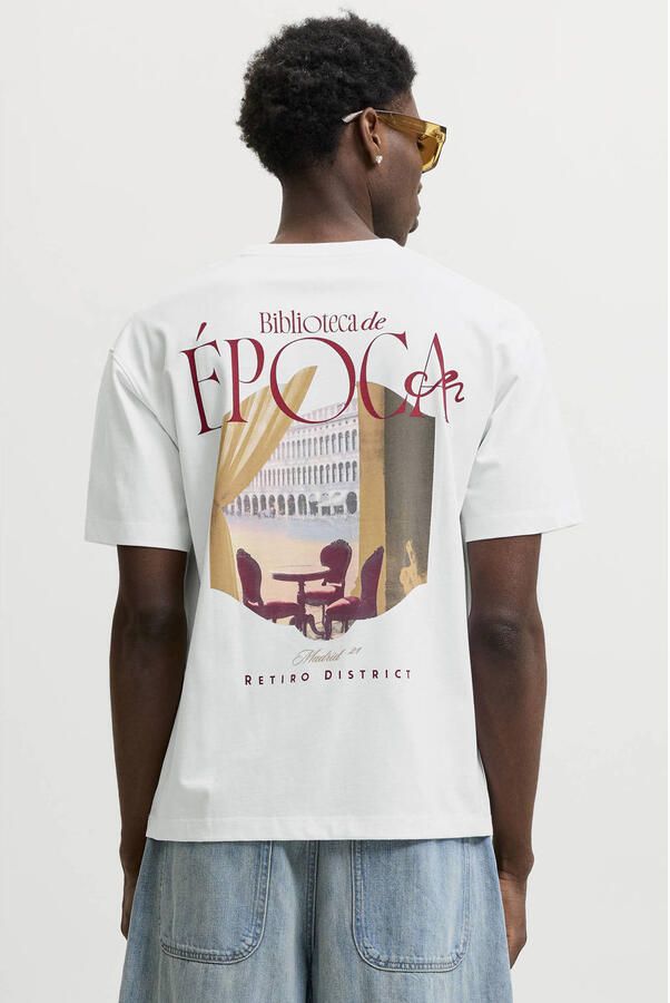 JACK & JONES ORIGINALS relaxed fit T-shirt met backprint helder wit - Foto 3