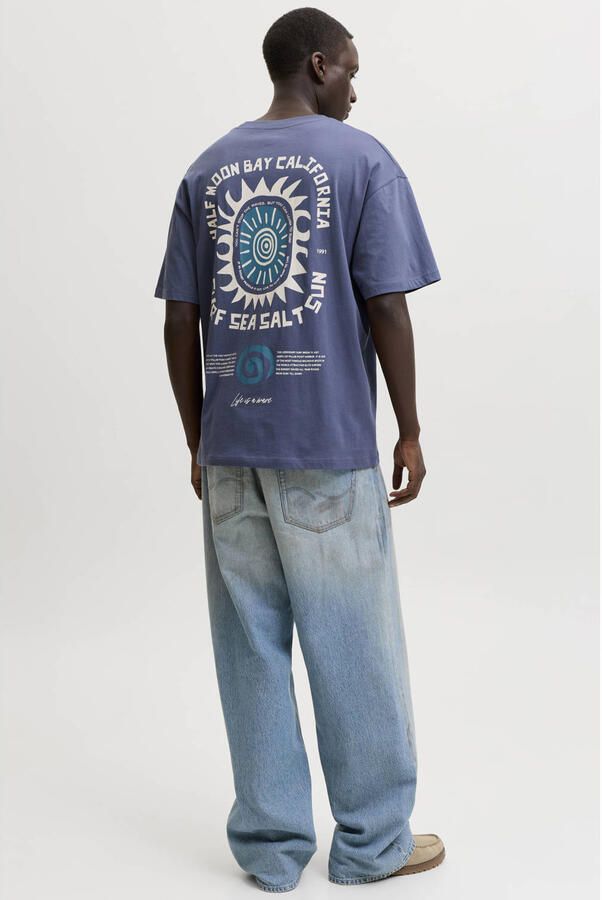 JACK & JONES ORIGINALS relaxed fit T-shirt met backprint paars - Foto 2
