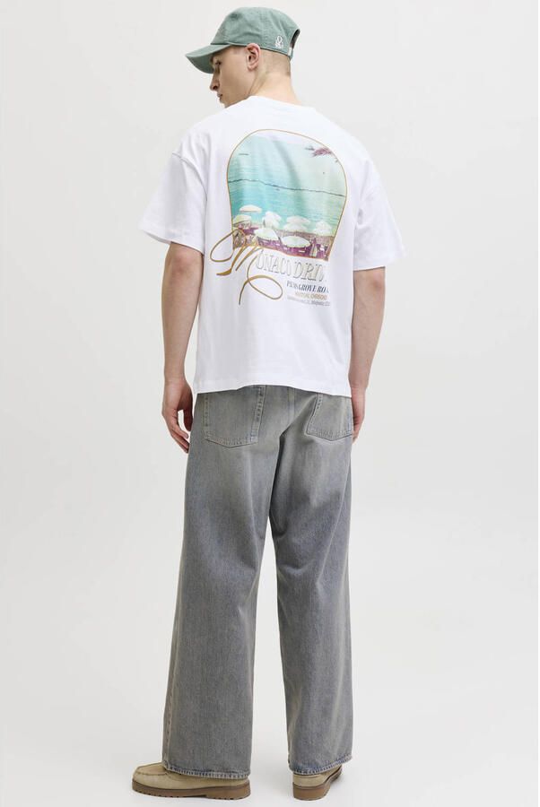 JACK & JONES ORIGINALS relaxed fit T-shirt met backprint wit - Foto 2