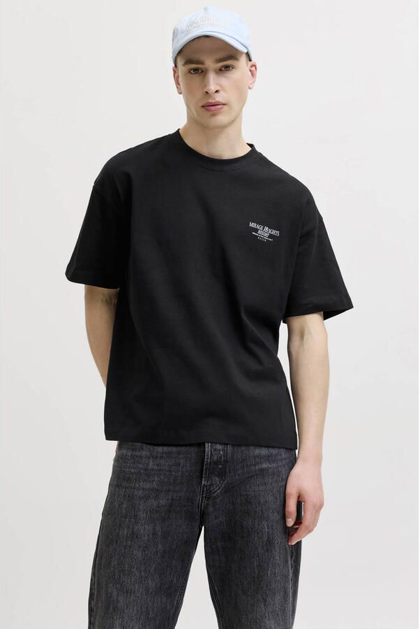 JACK & JONES ORIGINALS relaxed fit T-shirt met backprint zwart
