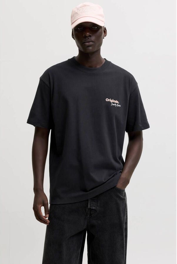 JACK & JONES ORIGINALS relaxed fit T-shirt met backprint zwart