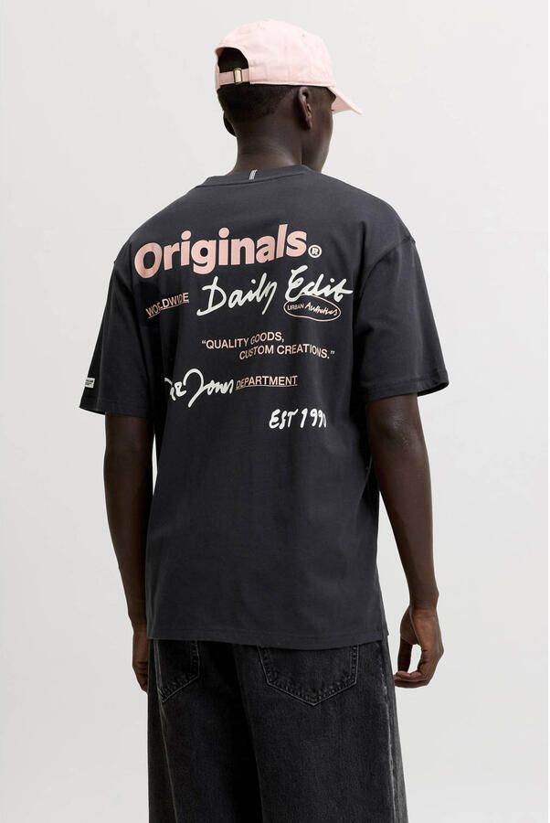 JACK & JONES ORIGINALS relaxed fit T-shirt met backprint zwart - Foto 3