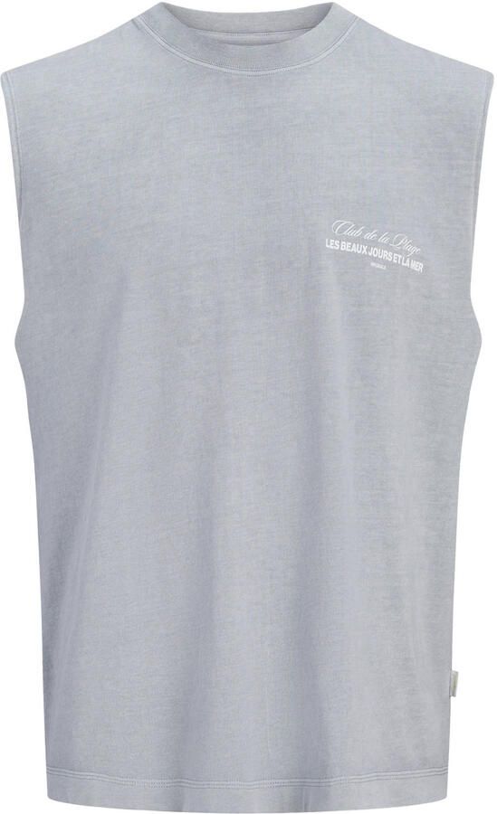 JACK & JONES ORIGINALS relaxed fit tanktop met backprint grijs