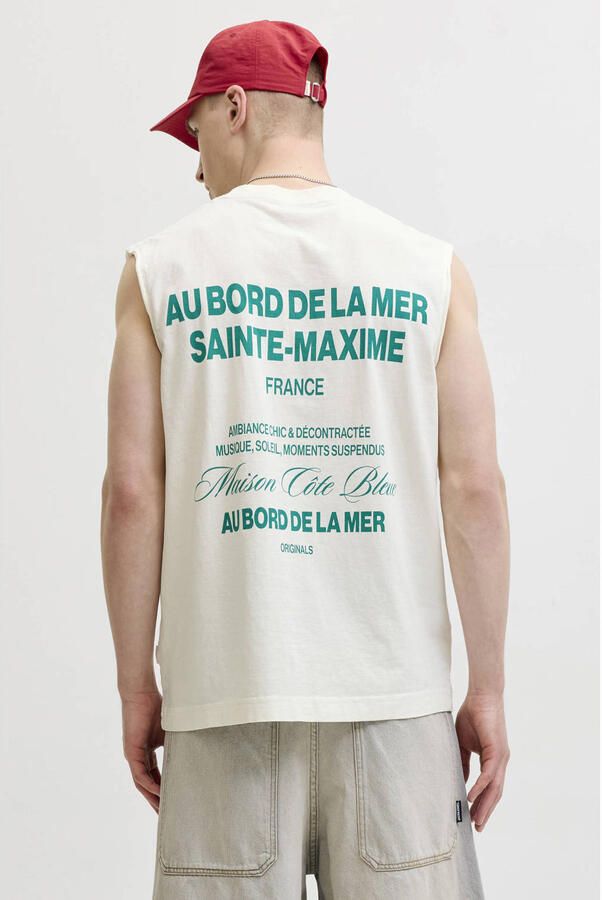 JACK & JONES ORIGINALS relaxed fit tanktop met backprint wit - Foto 2