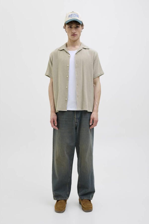 JACK & JONES ORIGINALS relaxed overhemd JORCOBA grijsgroen
