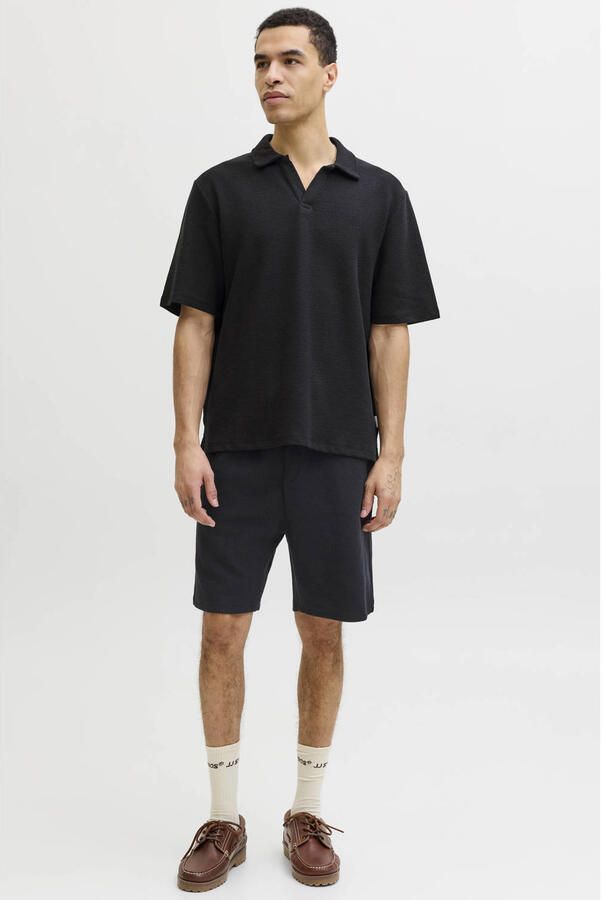 JACK & JONES ORIGINALS relaxed polo en short met textuur zwart