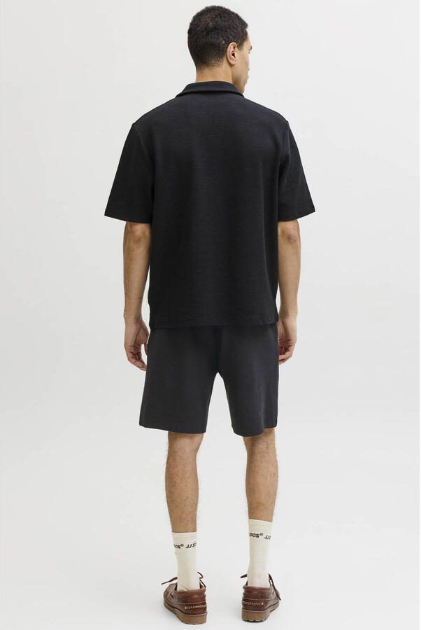 JACK & JONES ORIGINALS relaxed polo en short met textuur zwart - Foto 3