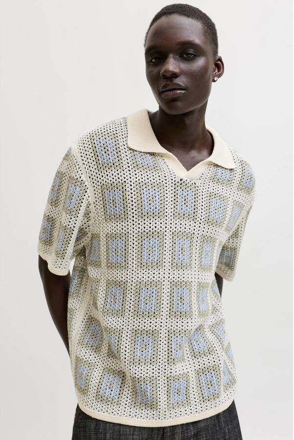 JACK & JONES ORIGINALS relaxed polo gebreid beige