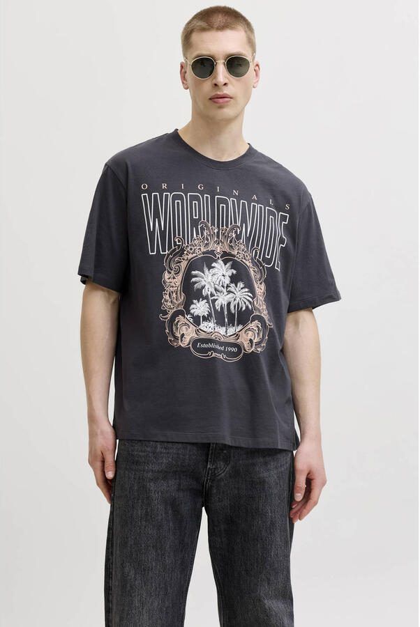 JACK & JONES ORIGINALS relaxed T-shirt antraciet