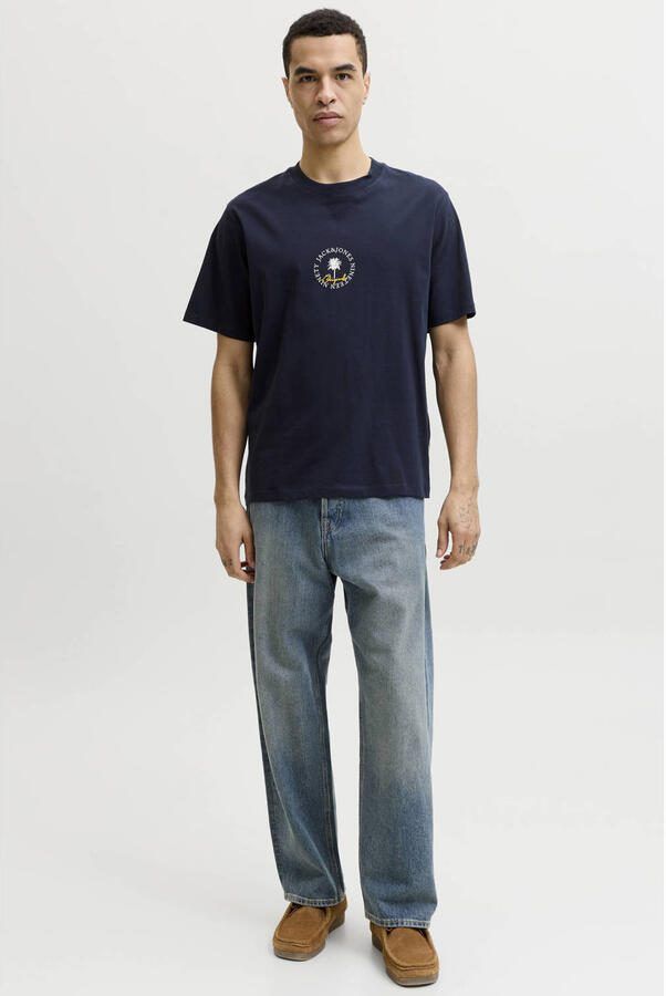 JACK & JONES ORIGINALS relaxed T-shirt donkerblauw - Foto 3
