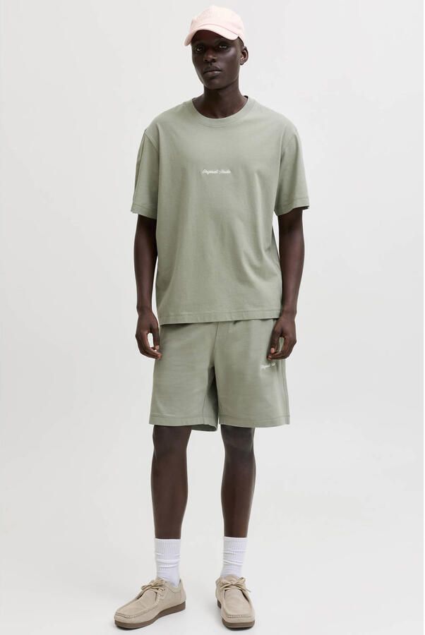 JACK & JONES ORIGINALS relaxed T-shirt en sweatshort lichtgroen (set van 2) - Foto 2