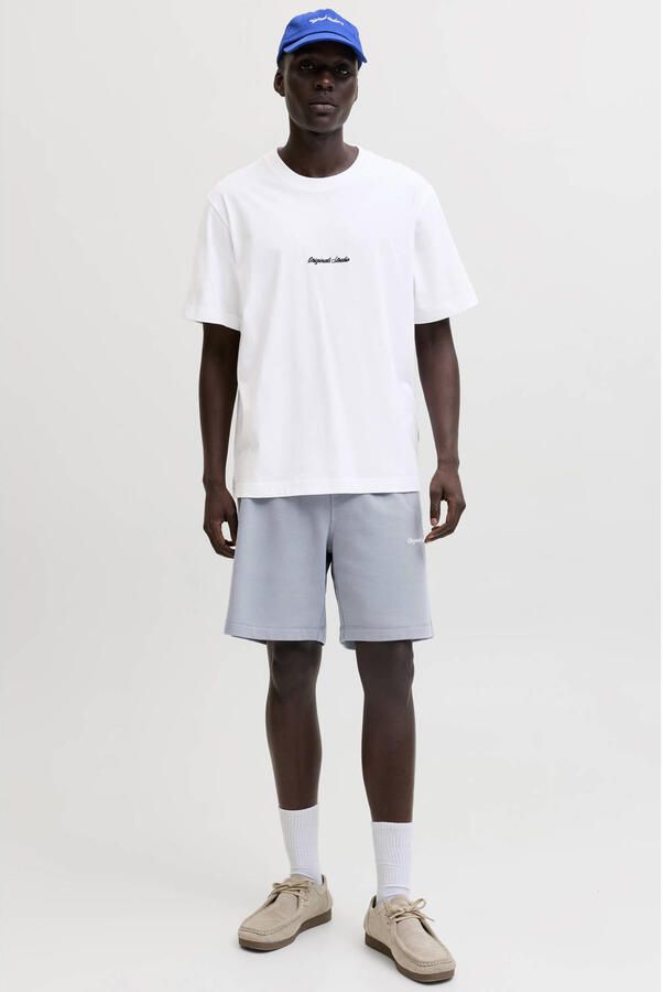 JACK & JONES ORIGINALS relaxed T-shirt en sweatshort wit (set van 2)