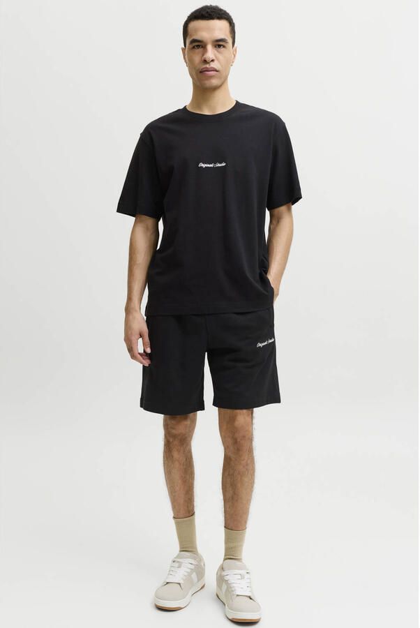 JACK & JONES ORIGINALS relaxed T-shirt en sweatshort zwart (set van 2)