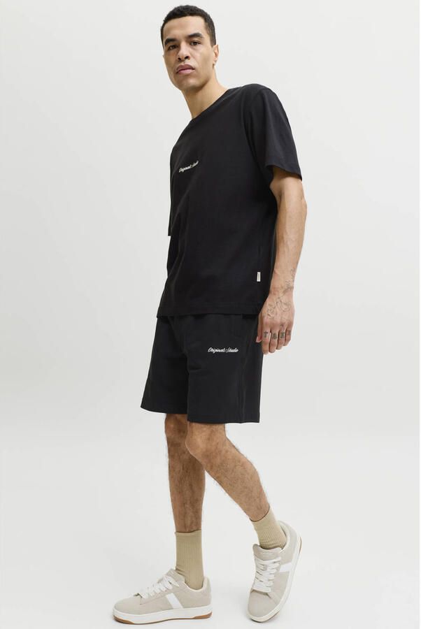 JACK & JONES ORIGINALS relaxed T-shirt en sweatshort zwart (set van 2) - Foto 3
