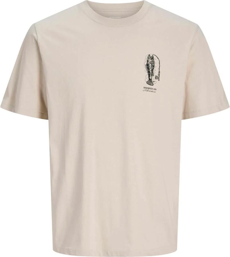 JACK & JONES ORIGINALS relaxed T-shirt met backprint beige