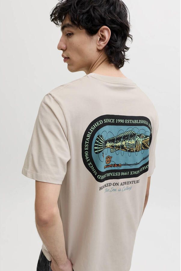 JACK & JONES ORIGINALS relaxed T-shirt met backprint beige - Foto 3