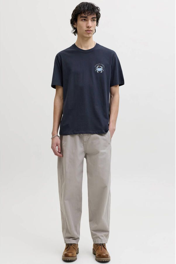 JACK & JONES ORIGINALS relaxed T-shirt met backprint donkerblauw - Foto 2