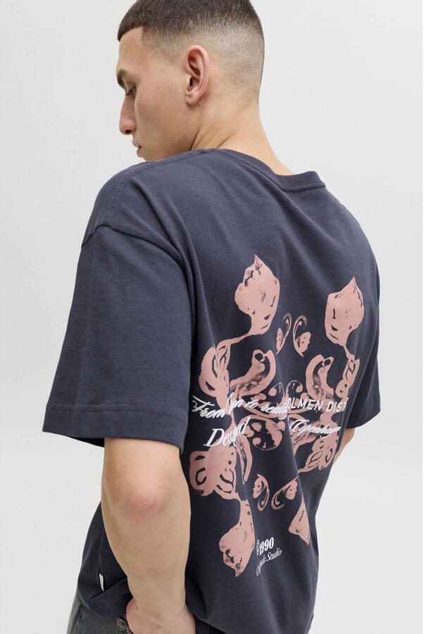 JACK & JONES ORIGINALS relaxed T-shirt met backprint donkerblauw - Foto 2