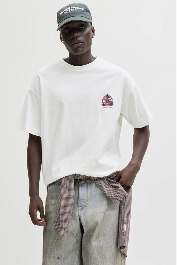 JACK & JONES ORIGINALS relaxed T-shirt met backprint ecru