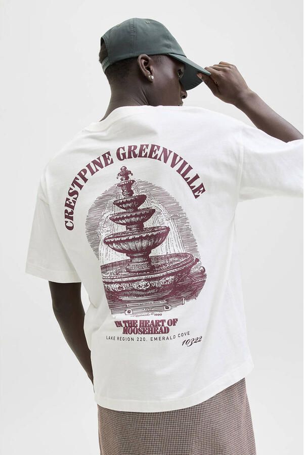 JACK & JONES ORIGINALS relaxed T-shirt met backprint ecru - Foto 2