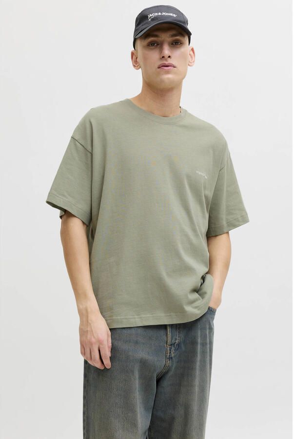 JACK & JONES ORIGINALS relaxed T-shirt met backprint groen