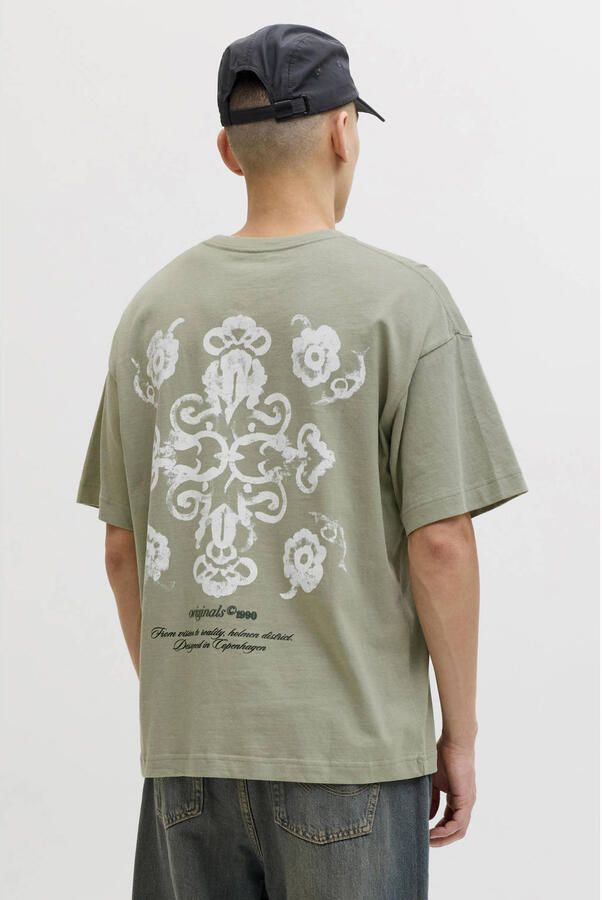 JACK & JONES ORIGINALS relaxed T-shirt met backprint groen - Foto 3