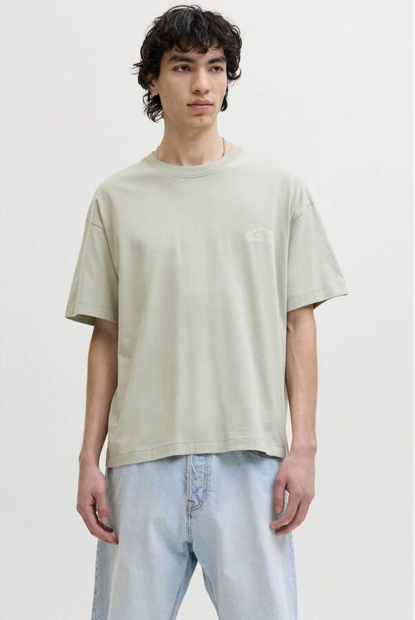 JACK & JONES ORIGINALS relaxed T-shirt met backprint groen