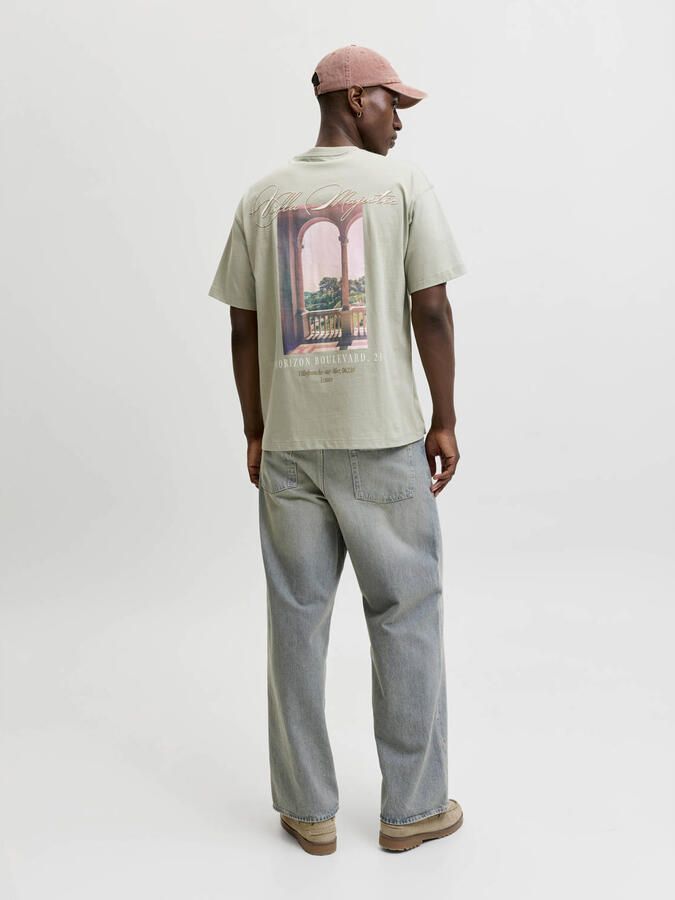 JACK & JONES ORIGINALS relaxed T-shirt met backprint groen - Foto 3
