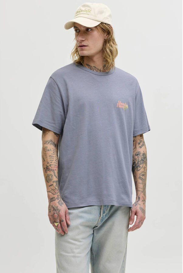 JACK & JONES ORIGINALS relaxed T-shirt met backprint lavendel