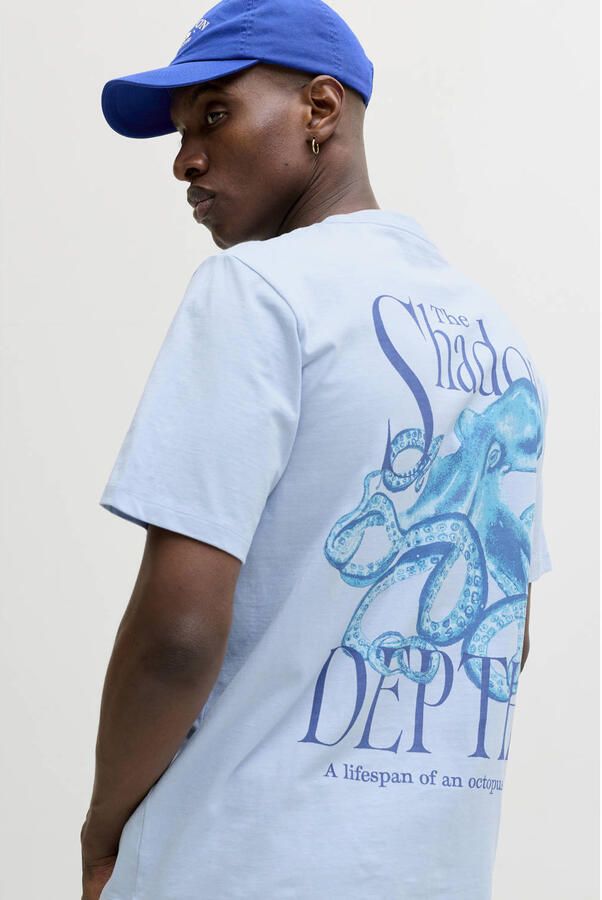 JACK & JONES ORIGINALS relaxed T-shirt met backprint lichtblauw - Foto 2