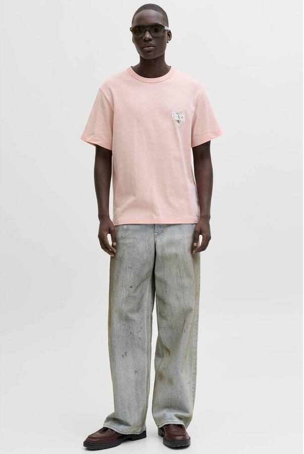 JACK & JONES ORIGINALS relaxed T-shirt met backprint roze - Foto 2