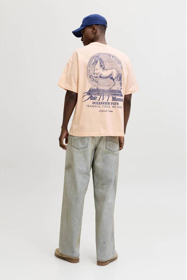 JACK & JONES ORIGINALS relaxed T-shirt met backprint roze - Foto 3