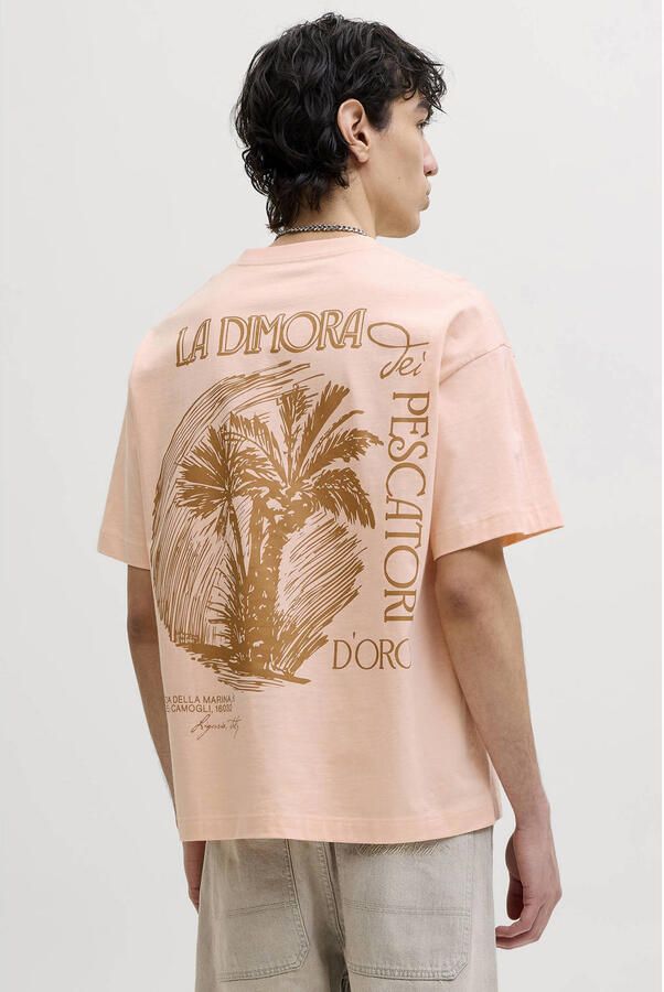 JACK & JONES ORIGINALS relaxed T-shirt met backprint roze - Foto 3