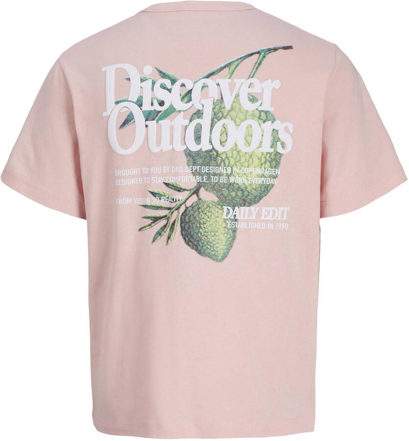 JACK & JONES ORIGINALS relaxed T-shirt met backprint roze - Foto 2