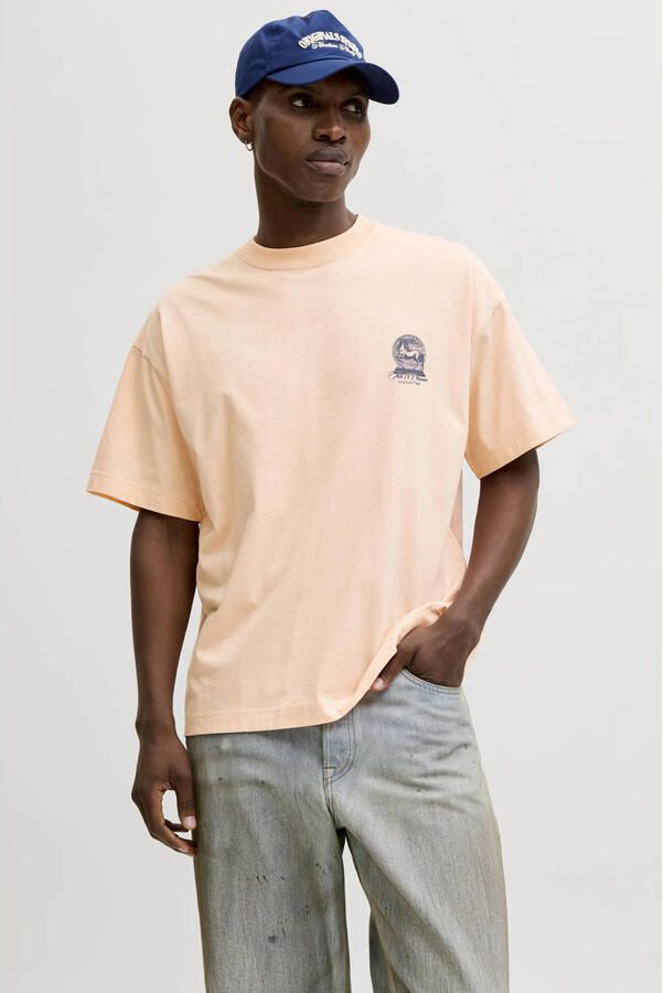 JACK & JONES ORIGINALS relaxed T-shirt met backprint roze - Foto 3