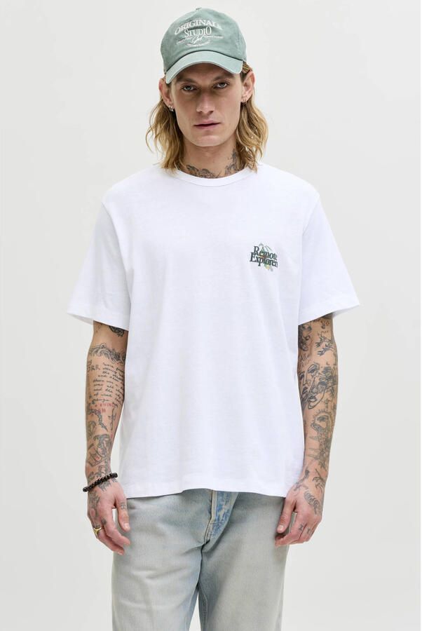 JACK & JONES ORIGINALS relaxed T-shirt met backprint wit