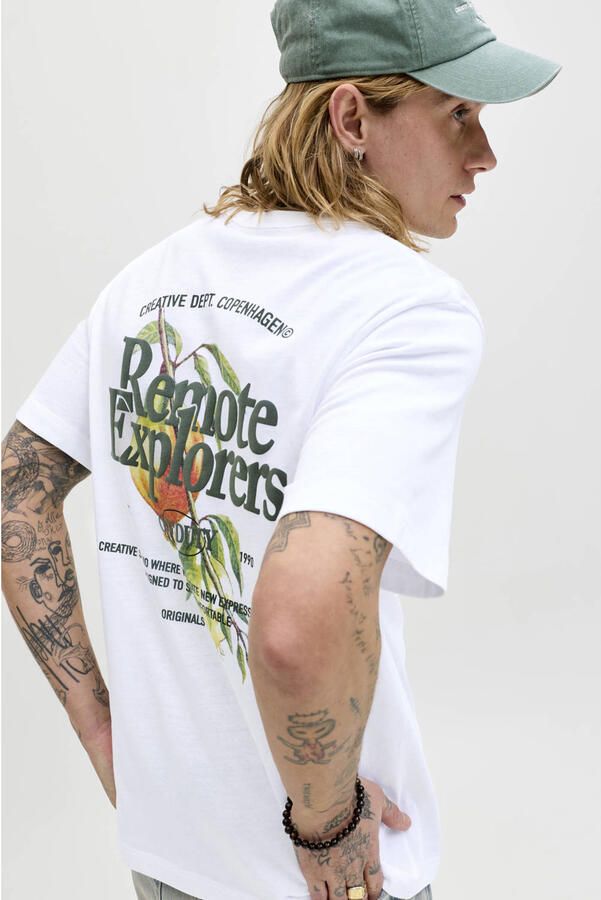 JACK & JONES ORIGINALS relaxed T-shirt met backprint wit - Foto 3