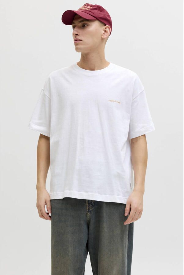 JACK & JONES ORIGINALS relaxed T-shirt met backprint wit