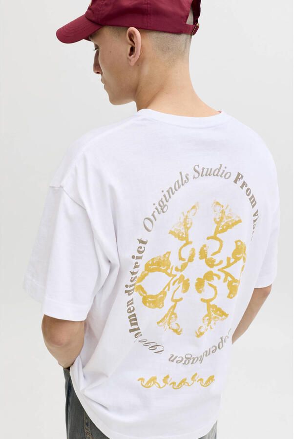 JACK & JONES ORIGINALS relaxed T-shirt met backprint wit - Foto 3