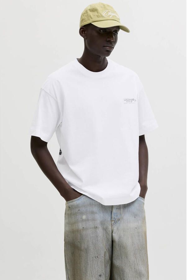 JACK & JONES ORIGINALS relaxed T-shirt met backprint wit