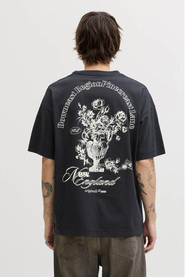JACK & JONES ORIGINALS relaxed T-shirt met backprint zwart - Foto 3