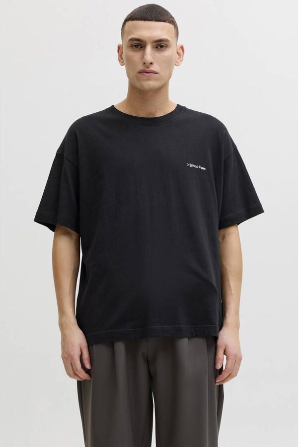 JACK & JONES ORIGINALS relaxed T-shirt met backprint zwart