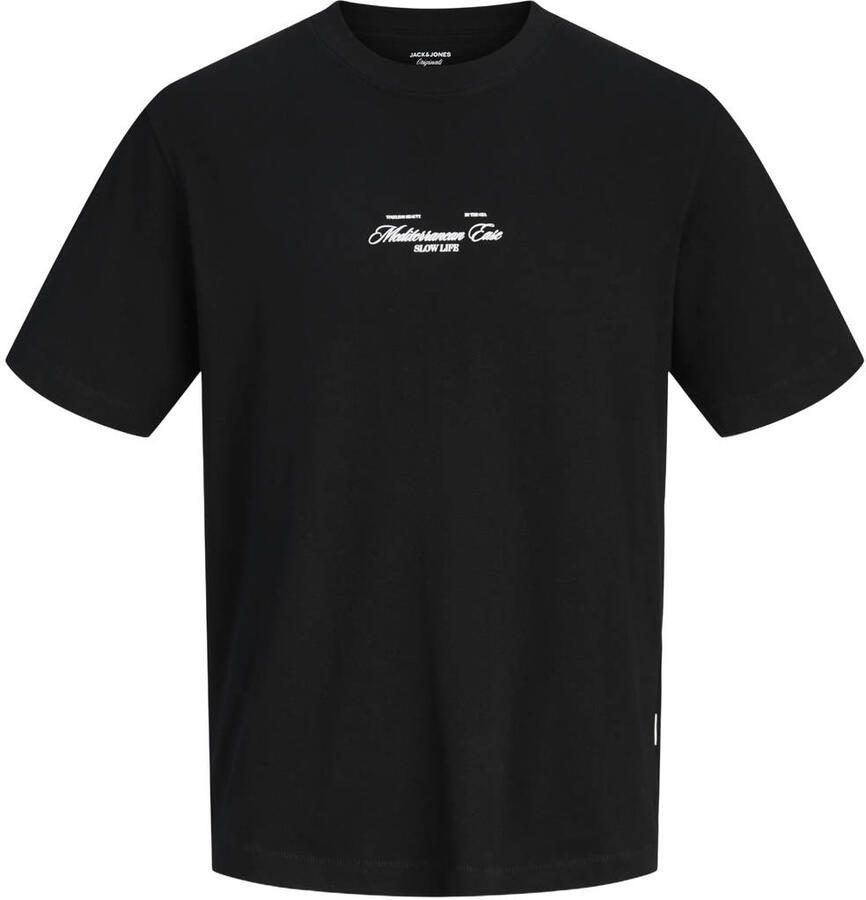 JACK & JONES ORIGINALS relaxed T-shirt met backprint zwart