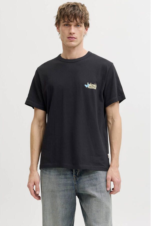 JACK & JONES ORIGINALS relaxed T-shirt met backprint zwart - Foto 3
